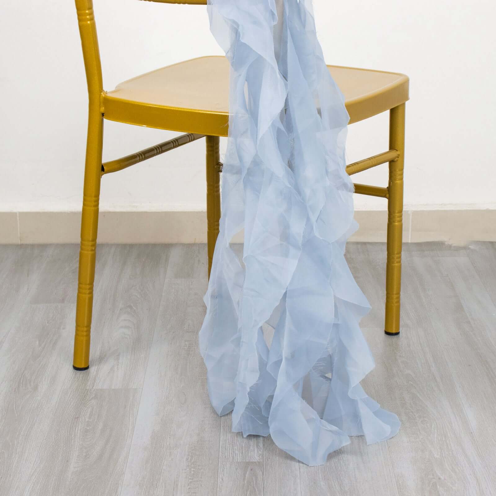 Dusty Blue Chiffon Curly Chair Sash