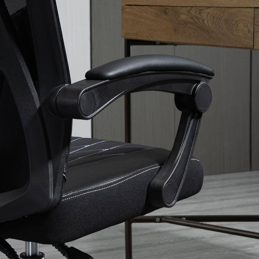 Vinsetto Grey PU Ergonomic Desk Chair with Non-Adjustable Arms 921-469V80GY