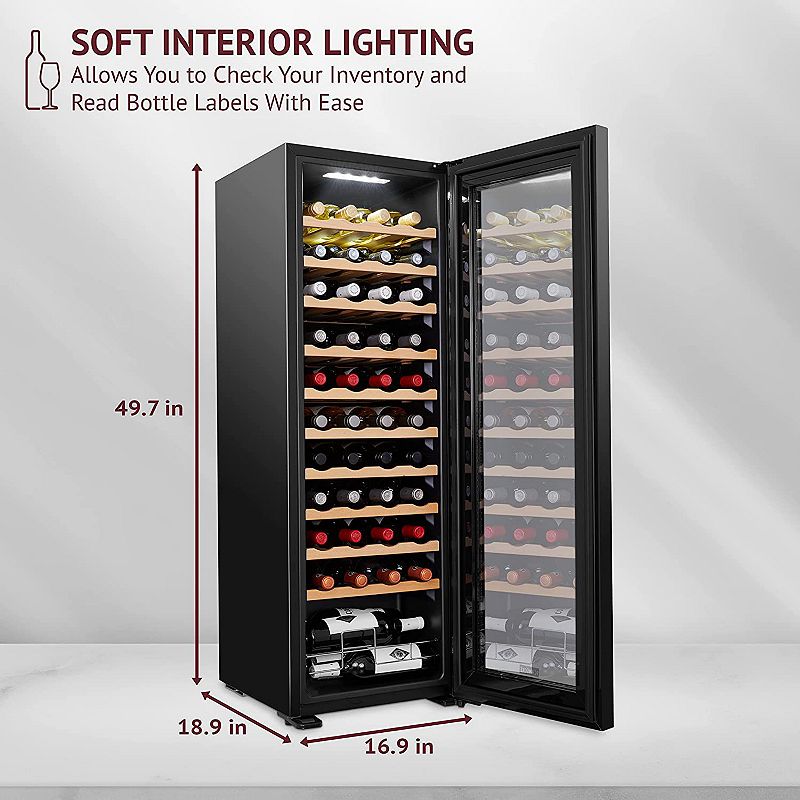 44-Bottle Wine Cooler， Freestanding Wine Fridge with Lock