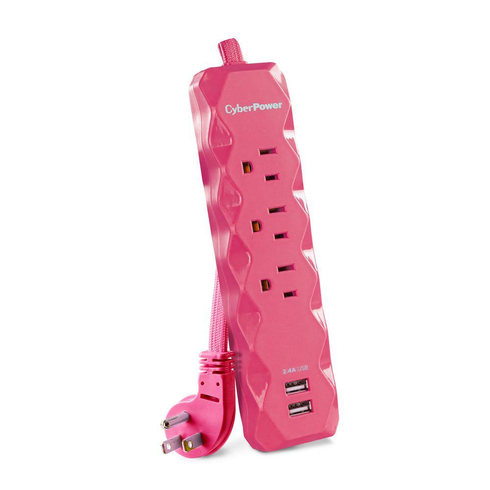 CyberPower 3 ft. 3-Outlet 2-USB 280J Surge Protector P303UPK