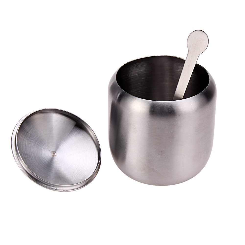 350ML New Stainless Steel Coffee Sugar Bowl Sugar Pot With Spoon Cup Cover