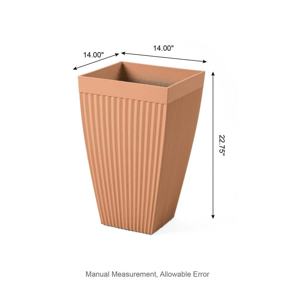 Glitzhome 22.75 in. H Oversized Eco-Friendly PE Terracotta Tapered Tall Fluted Pot Planter (2-Pack) 2022800009