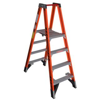 Werner 10 ft. Reach Fiberglass Platform Twin Step Ladder with 300 lb. Load Capacity Type IA Duty Rating PT7404