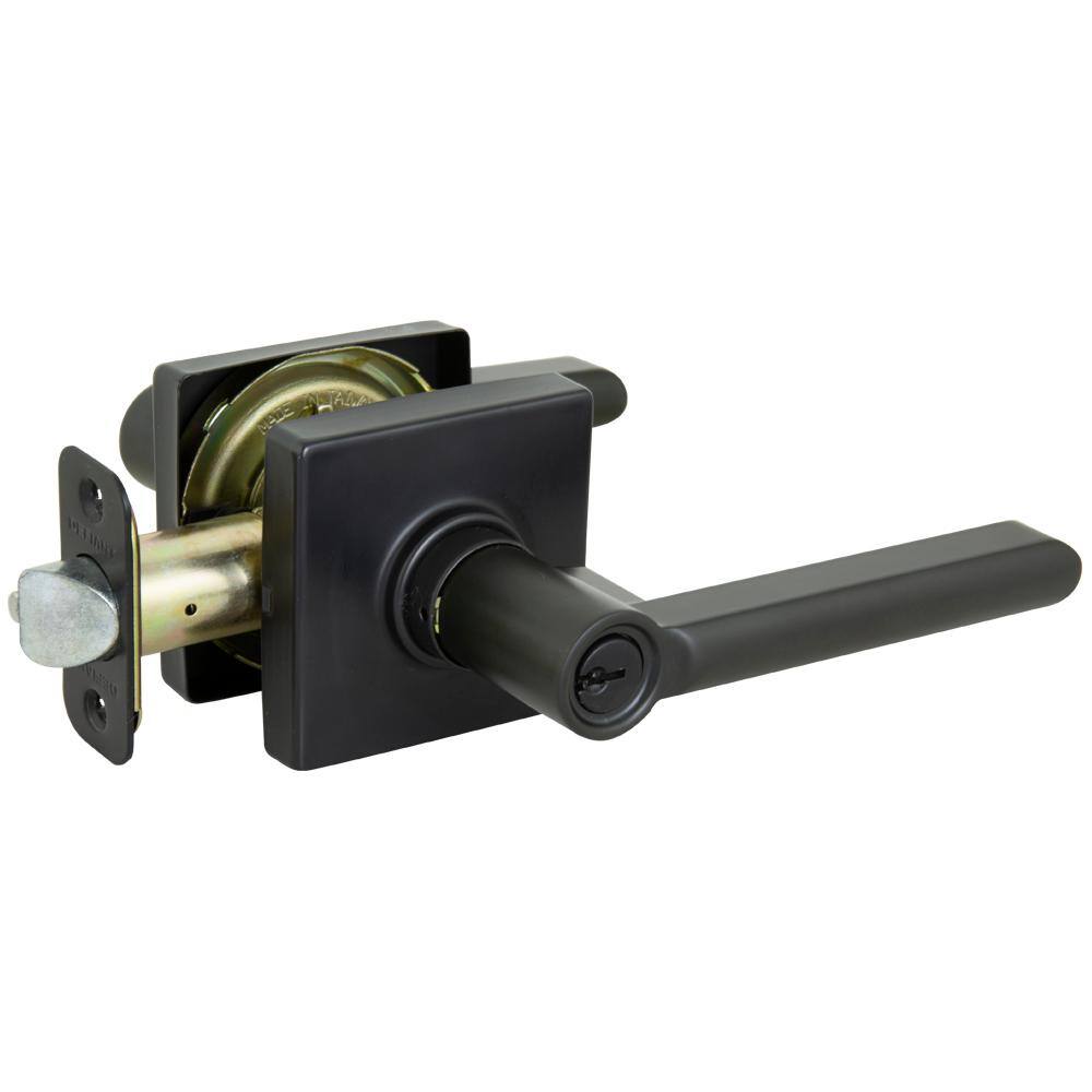 Defiant Tonebridge Matte Black Keyed Entry Door Lever with Square Rose 32LS3X900A