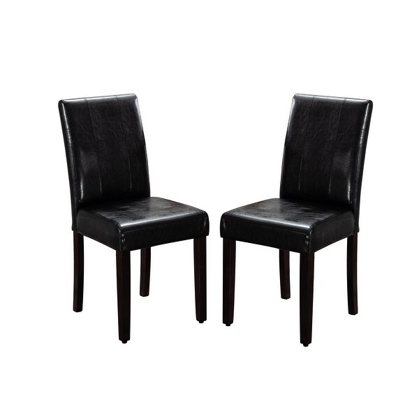 Leatherette Dining Chairs Solid Wood Set of 2