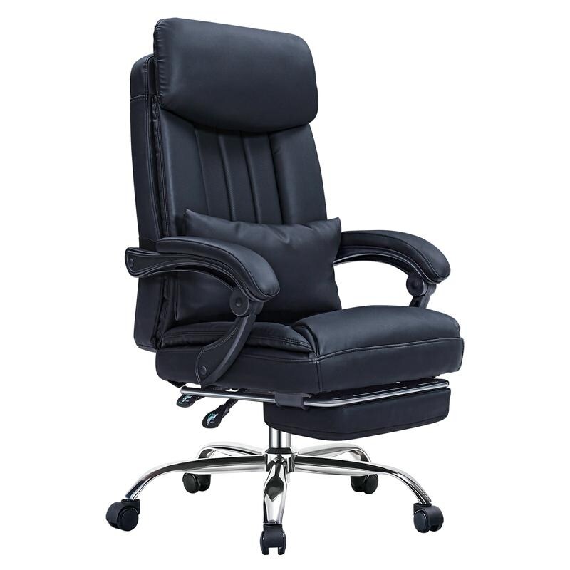 Executive Office Chair PU Leather Swivel Desk Chairs  Adjustable Height Reclining Chair with Padded Armrest and Footrest