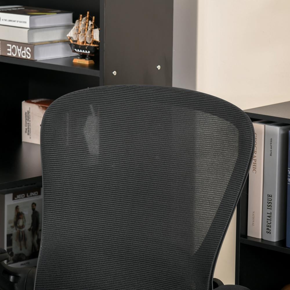 Vinsetto Black, Mesh Home Office Chair Mid Back Ergonomic Computer Task Chair with Lumbar Back Support, Adjustable Height 921-405V80