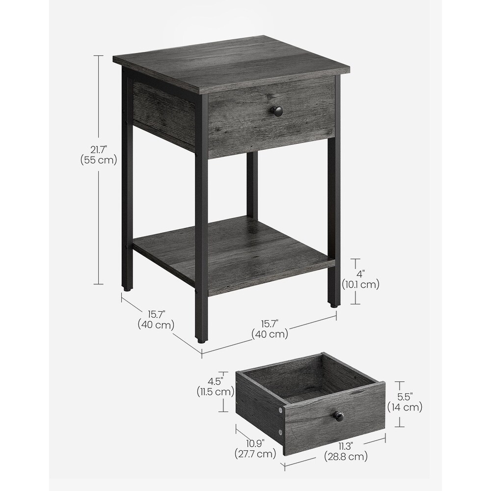 Nightstand with Drawer and Shelf Stone