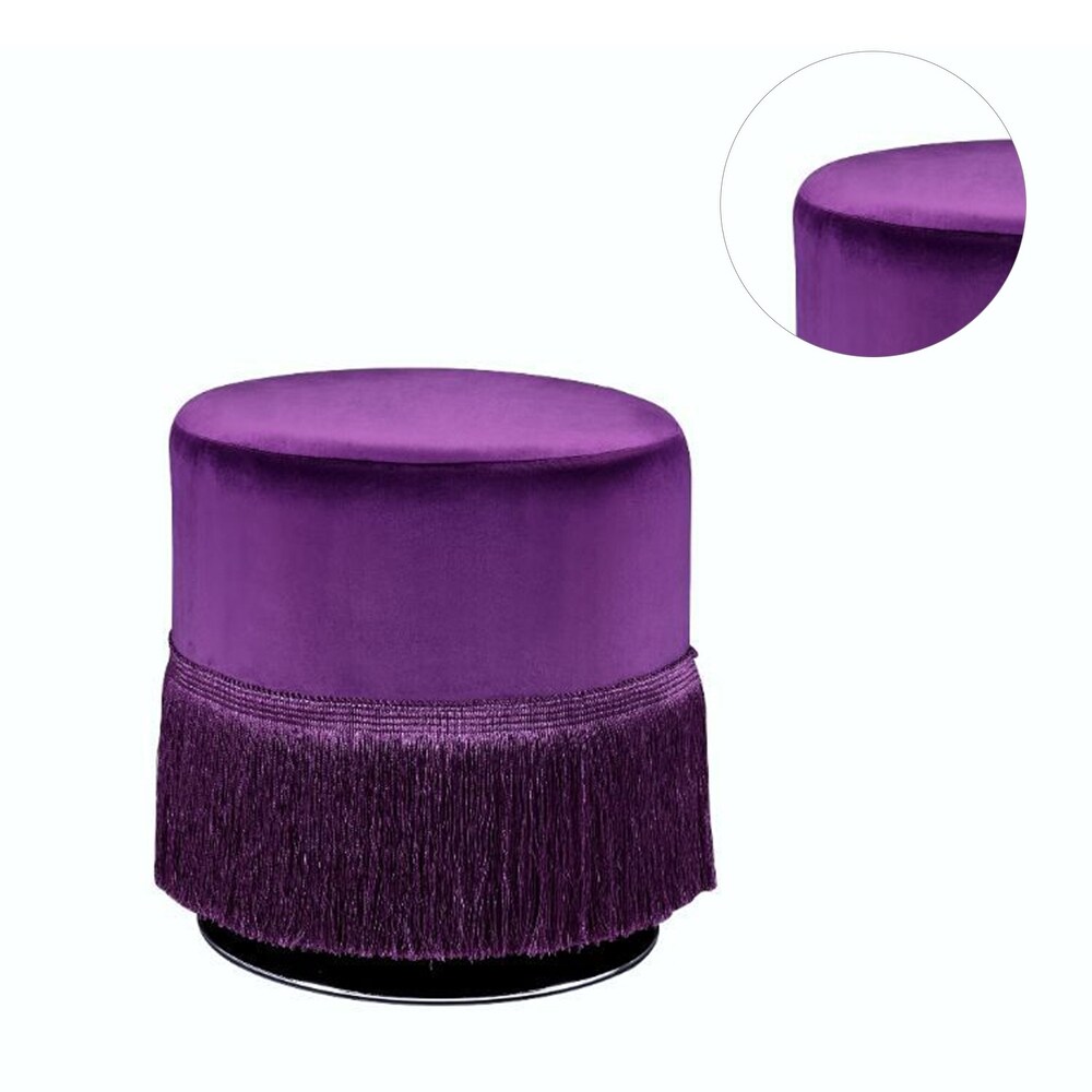 Round Ottoman with Fringe Base