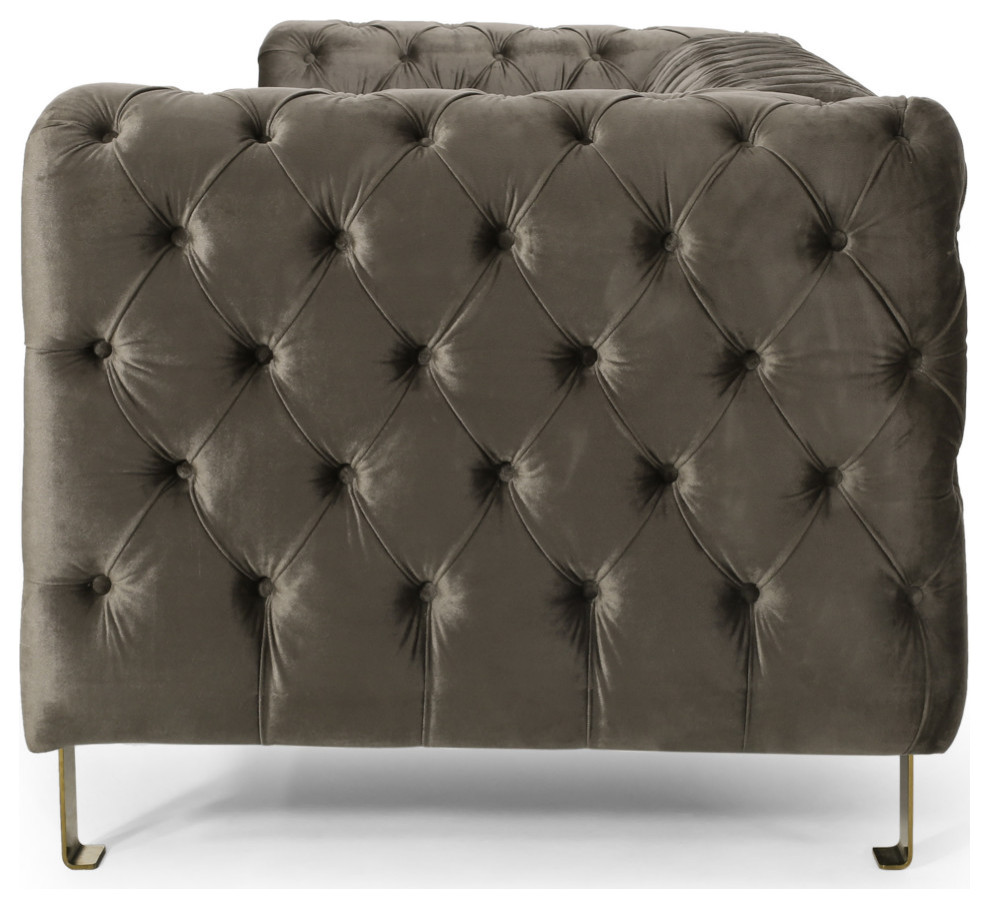 Giovanna Modern Glam Tufted Velvet 3 Seater Sofa   Contemporary   Sofas   by GDFStudio  Houzz