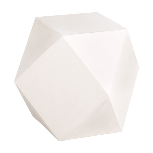 Geometric Shape Concrete Accent Table with Faceted Sides， Cream