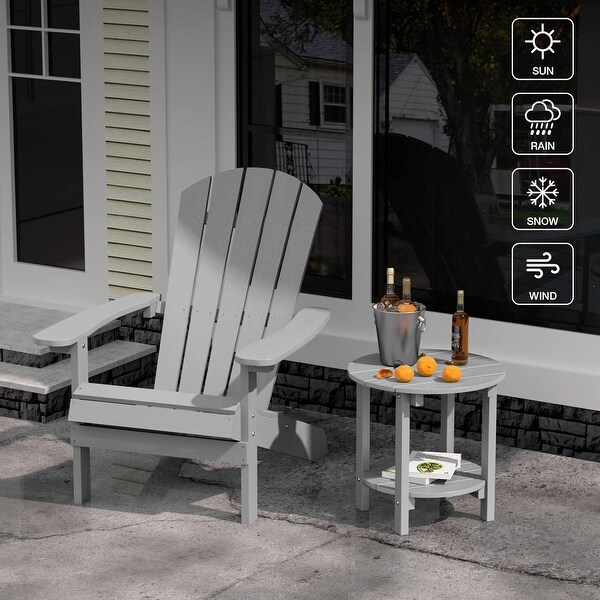 WINSOON All Weather HIPS Outdoor Side Table，Round Table