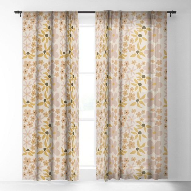 Urban Wild Studio Black Coffee Morning Tan Single Panel Sheer Window Curtain Deny Designs