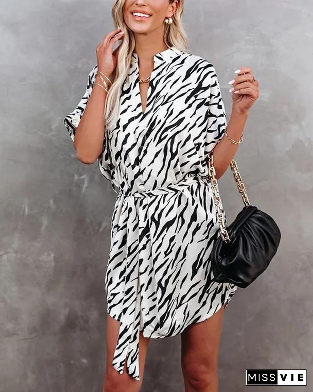 Zebra Print Shirt Dress