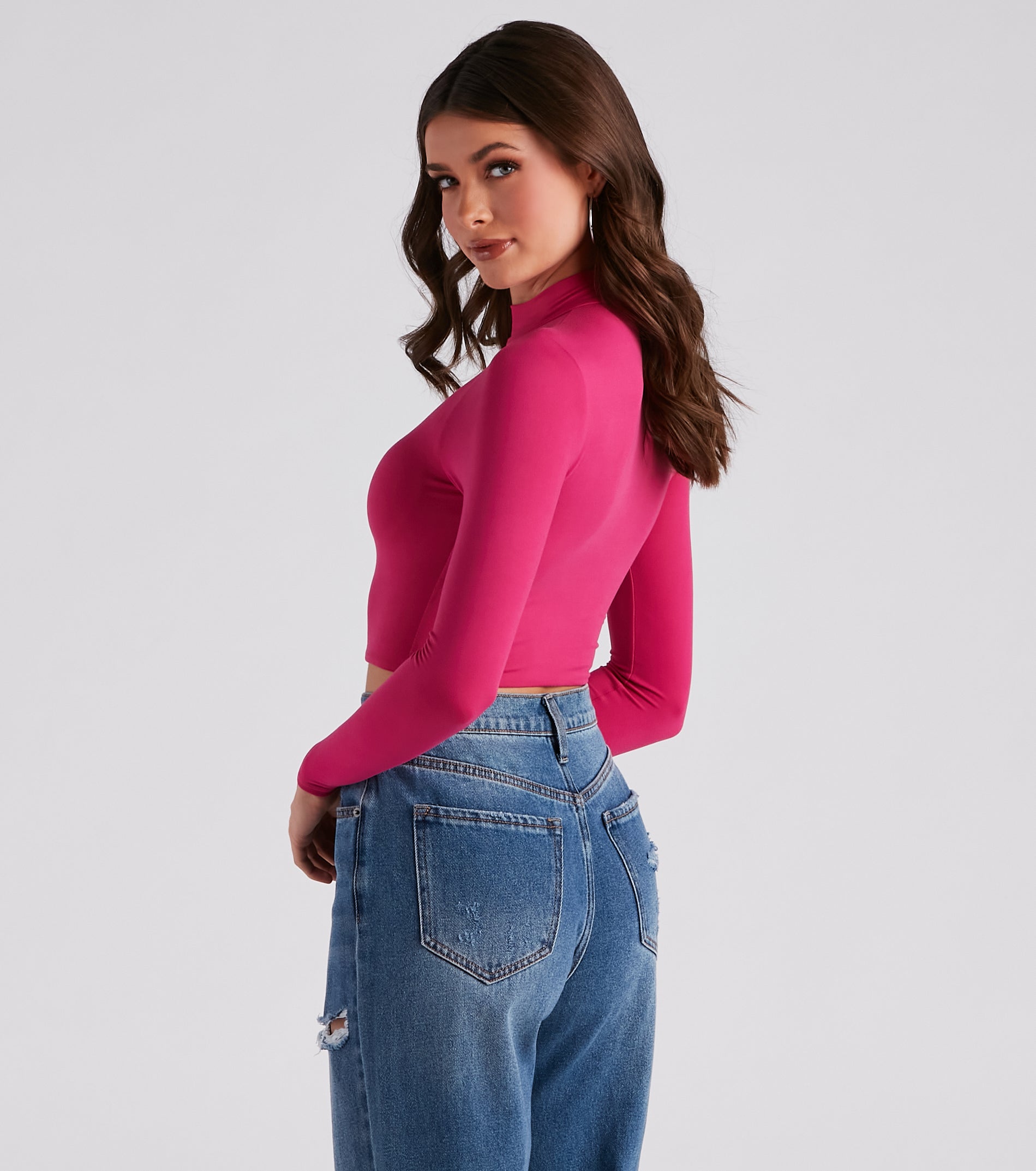 Hit The Basics Mock Neck Crop Top