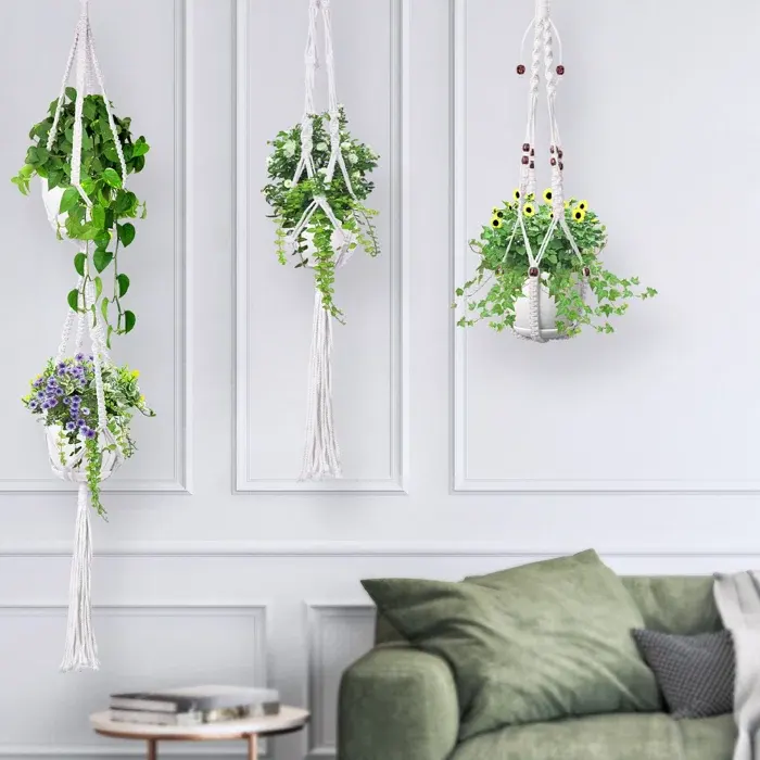 Colorful Home Decoration Macrame Plant Hanger Indoor Outdoor Hanging Planter Basket Macrame Cotton Rope for Export