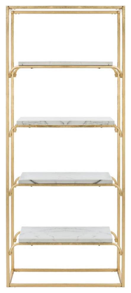 Leone 4 Tier Etagere/Boookcase Gold/White   Contemporary   Bookcases   by Rustic Home Furniture Deco  Houzz