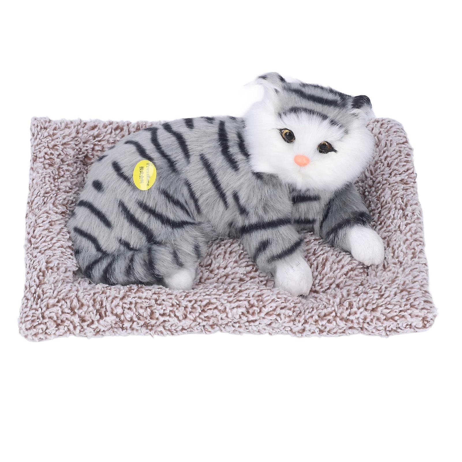 Cat Ornament Simulation Design Vivid Cute Plush Lying Cat With Activated Carbon For Car Home Decorationblue Print