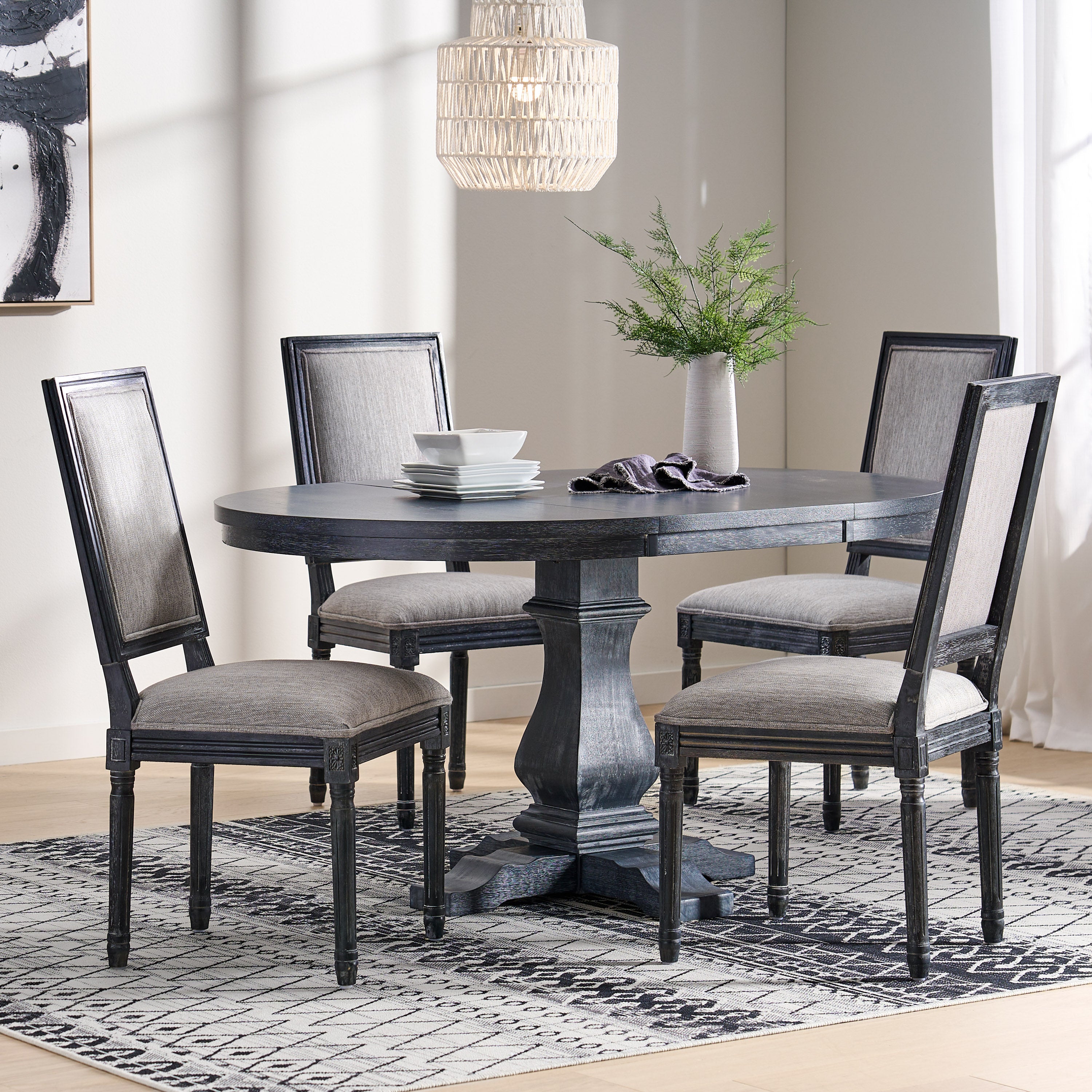 Beckstrom French Country 5-Piece Expandable Oval Dining Set - Wood