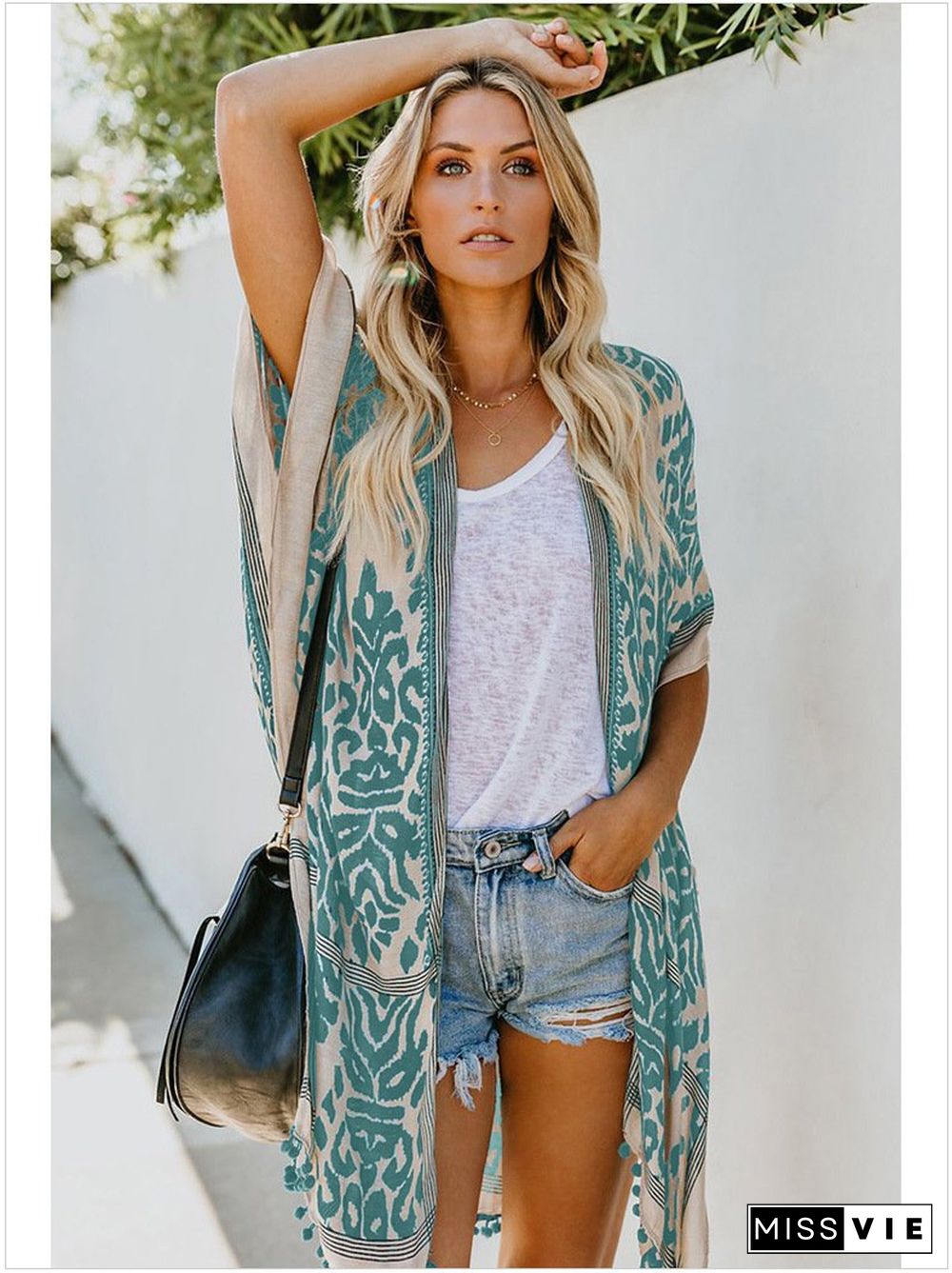 Fashion Kimono Tassel Beach Cover Up