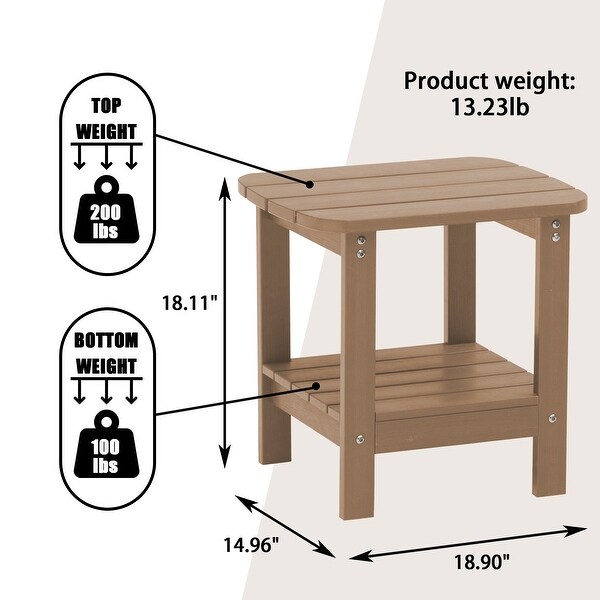 18.9'' Outdoor Square Double Floor HIPS Resin Side Table