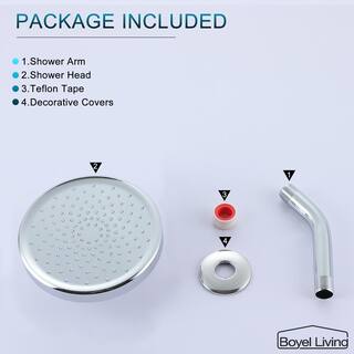 Boyel Living 1-Spray Pattern 6 in. Wall Mount Fixed Shower Head with 2.5 GPM and Shower Arm in Chrome TWSHA991-6CH