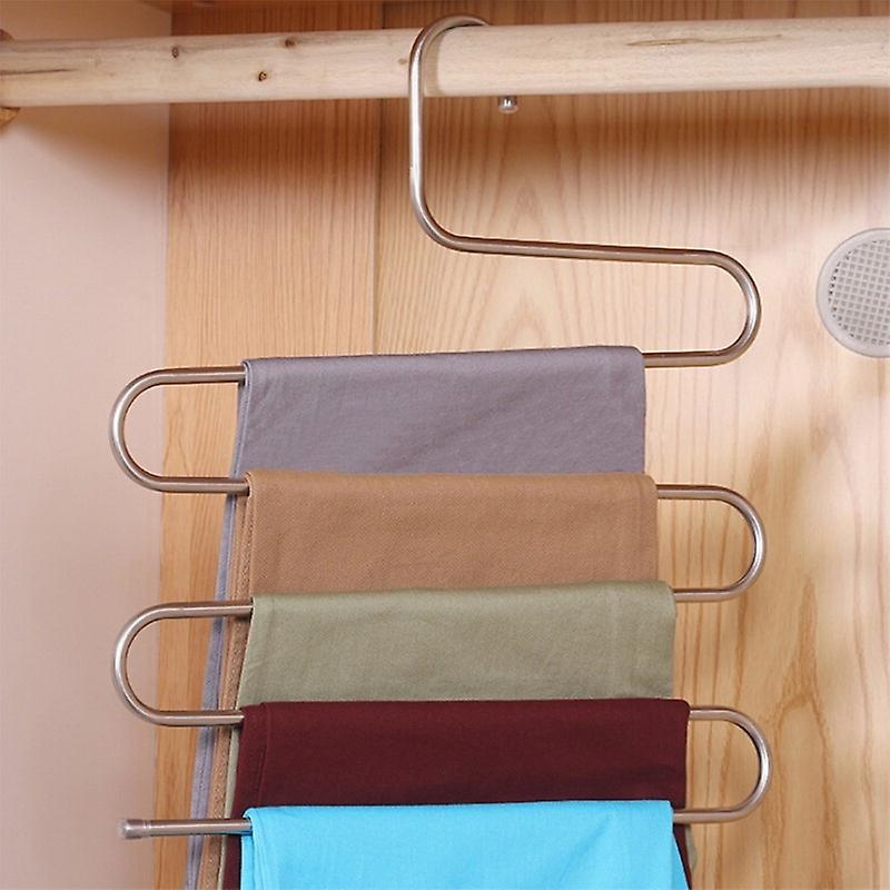 Home 5 Layers S Shape Multifunctional Clothes Hangers Pants Storage Hangers Cloth Rack Multilayer Storage Cloth Hanger