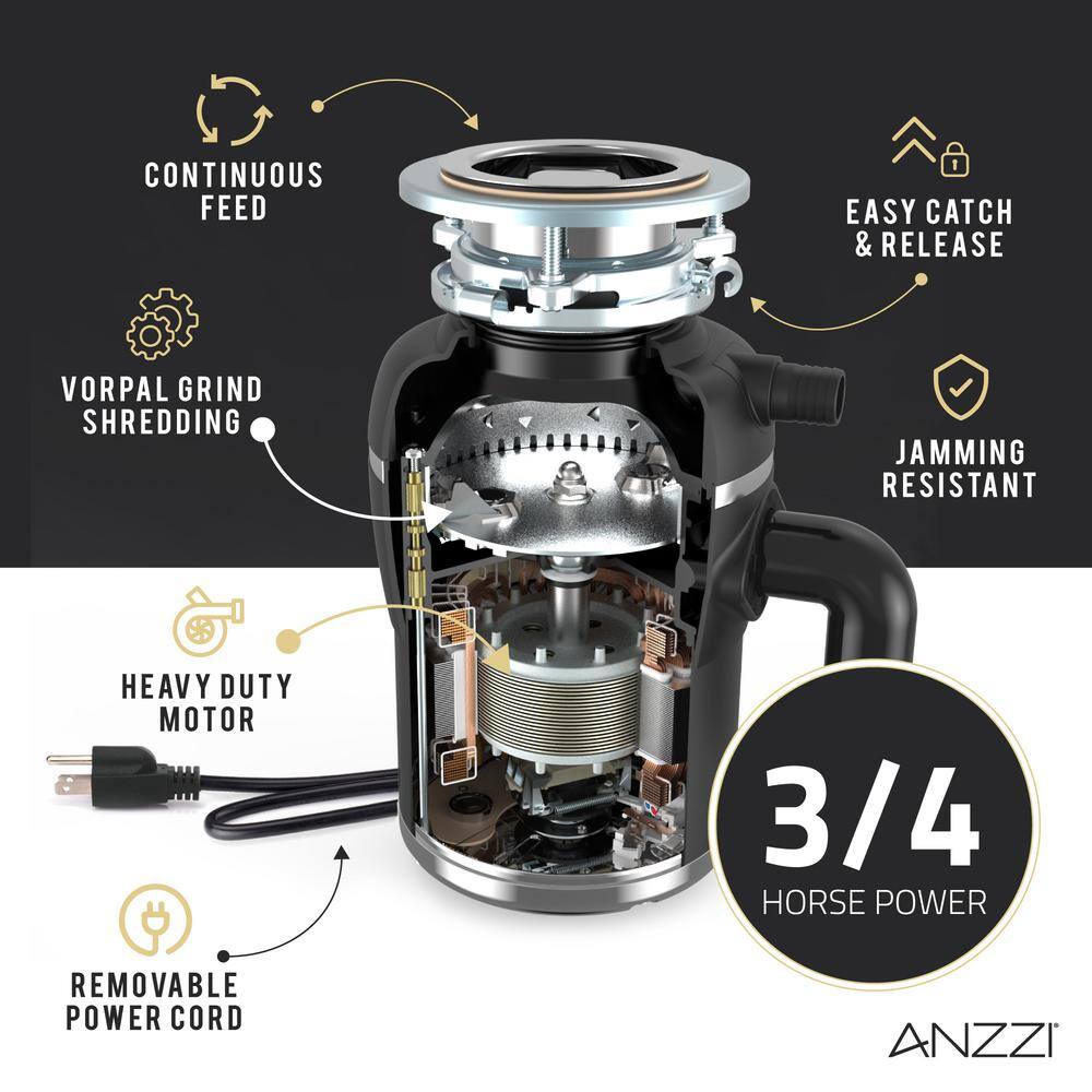 ANZZI Medusa 34 HP Continuous Feed Undersink Garbage Disposal GD-AZ234