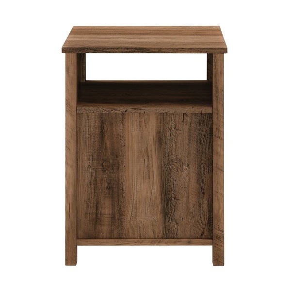 Modern Open Shelf End Table， Grey Wash