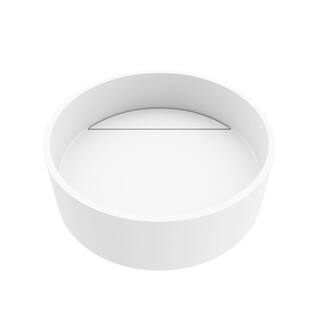 VIGO Montauk Modern White Matte Stone 15 in. L x 15 in. W x 5 in. H Round Vessel Bathroom Sink VG04017