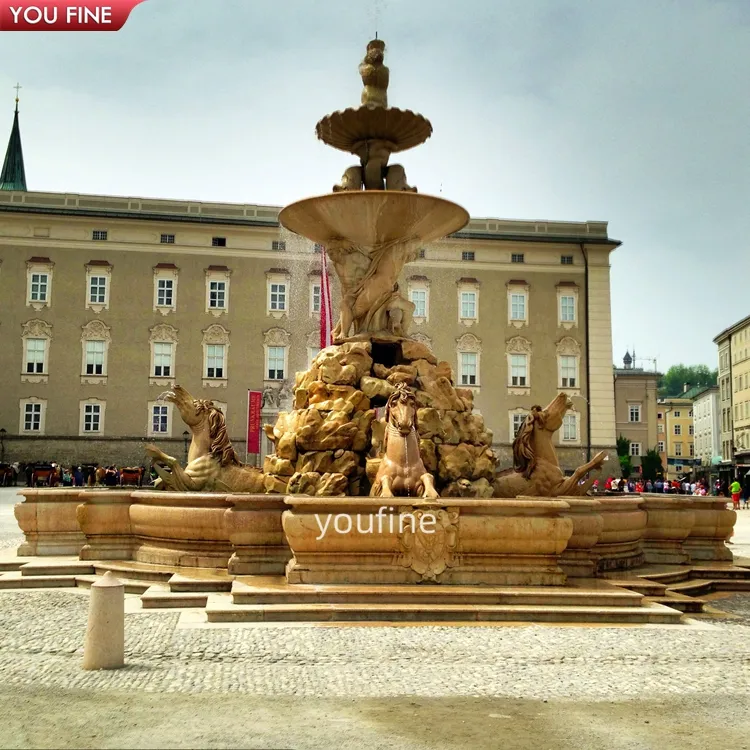 Outdoor Garden Decoration Marble Fountain with Poseidon Statue