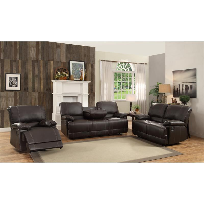 Lexicon Cassville Traditional Faux Leather Reclining Chair in Brown   Contemporary   Recliner Chairs   by Homesquare  Houzz