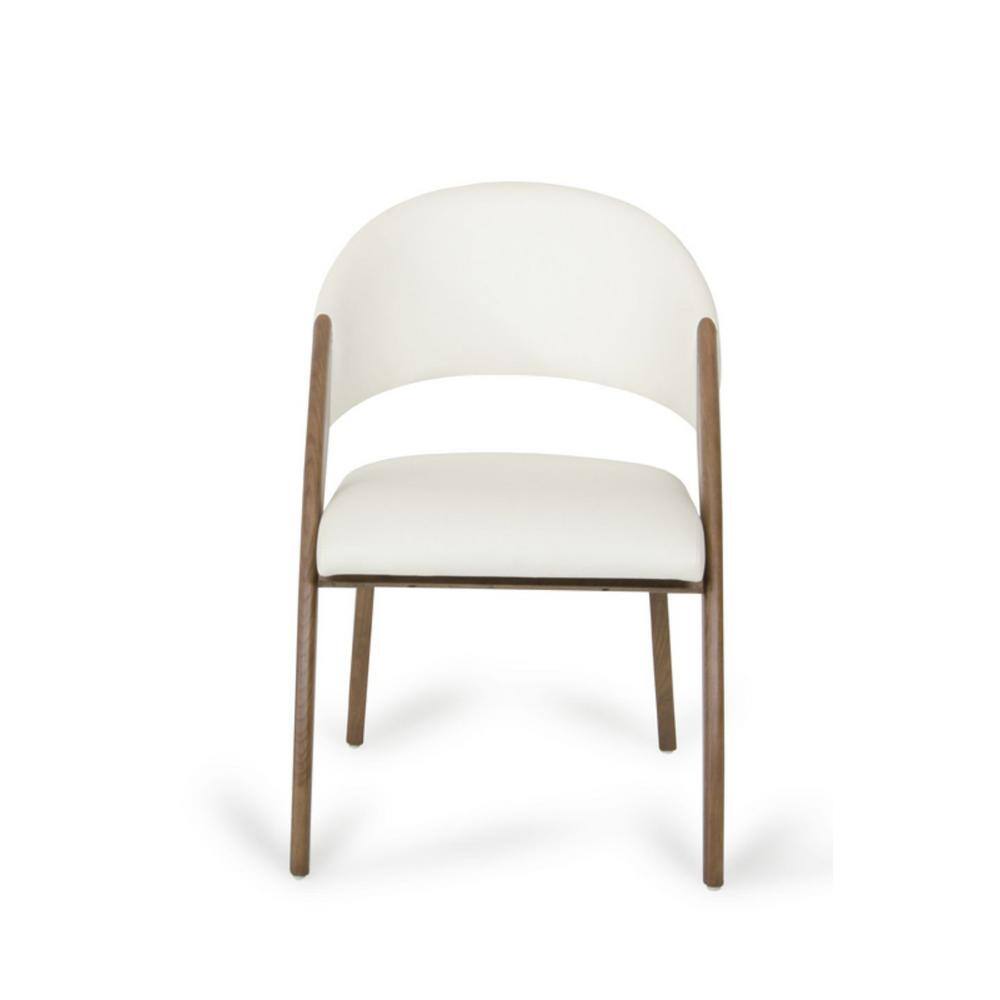 HomeRoots Valerie Walnut Wood and Cream Leatherette Dining Chair (Set of 1) 283004