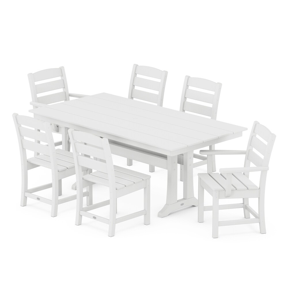 POLYWOOD Lakeside 7 Piece Farmhouse Trestle Dining Set