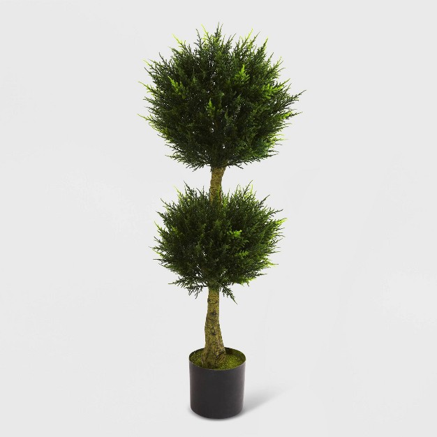 4ft Double Ball Cypress Topiary Uv Resistant Nearly Natural