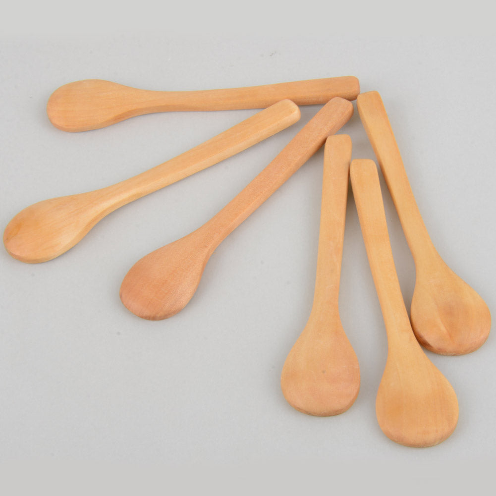 6Pcs Wooden Bamboo Honey Dessert Food Cake Food-grade Spoon Coffee Condiment Cooking Utensil Scoop Spoon Catering Teaspoon Tools