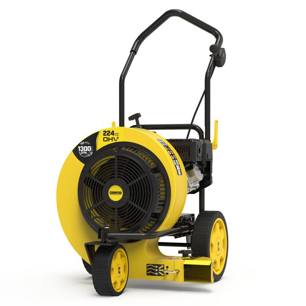 Champion Power Equipment 160 MPH 1300 CFM 224 cc Walk-Behind Gas Leaf Blower with Swivel Front Wheel and 90-Degree Flow Diverter 200947