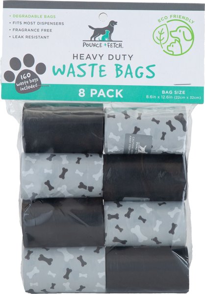 Pounce + Fetch Degradable Dog Waste Bags， 160 count