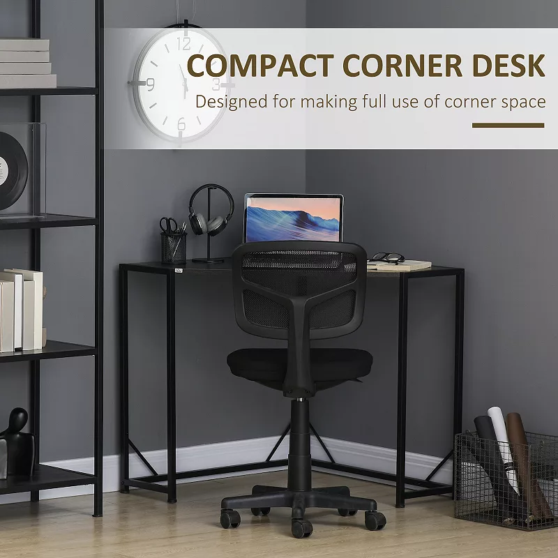 Homcom Small Corner Desk Triangle Vanity Table Computer Desk Gray