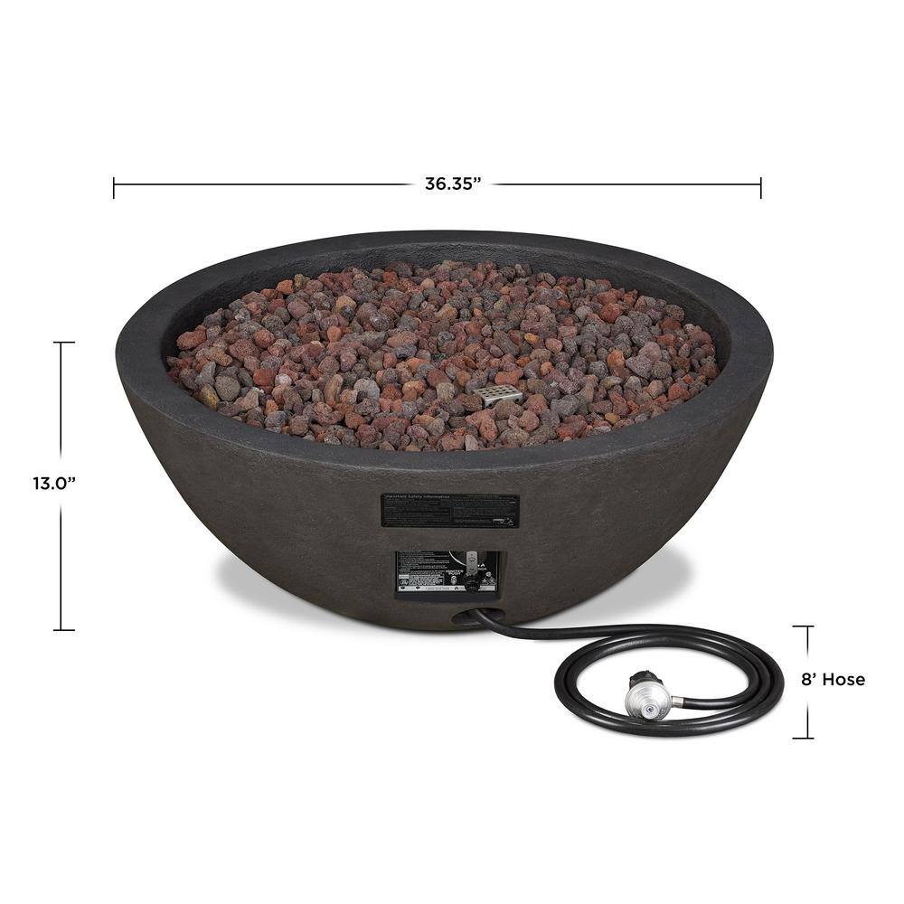 Real Flame Riverside 36 in. x 13 in. Round MGO Propane Fire Pit in Shale with Natural Gas Conversion Kit C539LP-SHL