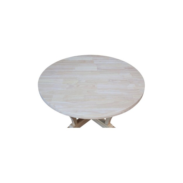 Lacasa Solid Wood Round Coffee Table Unfinished International Concepts