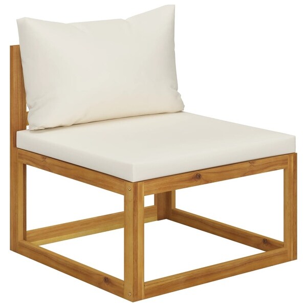 10 Piece Patio Lounge Set with Cushion Cream Solid Acacia Wood