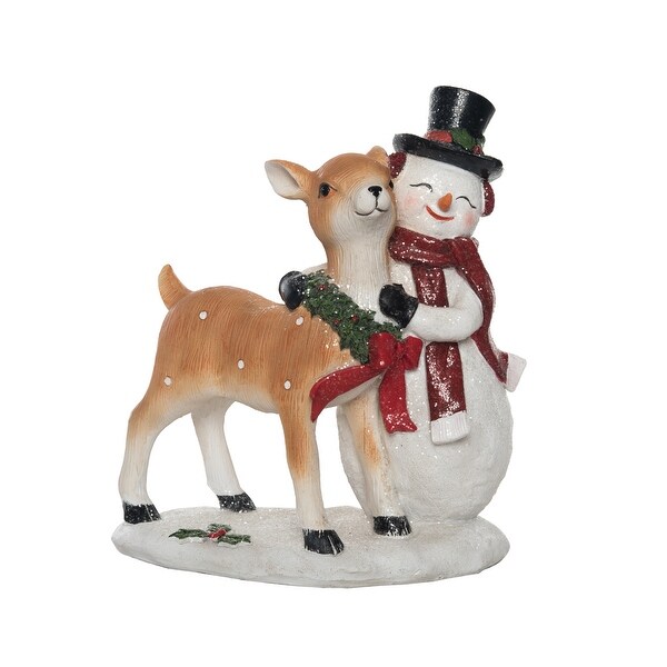 Transpac Resin 10.5 in. Multicolor Christmas Snowman with Reindeer