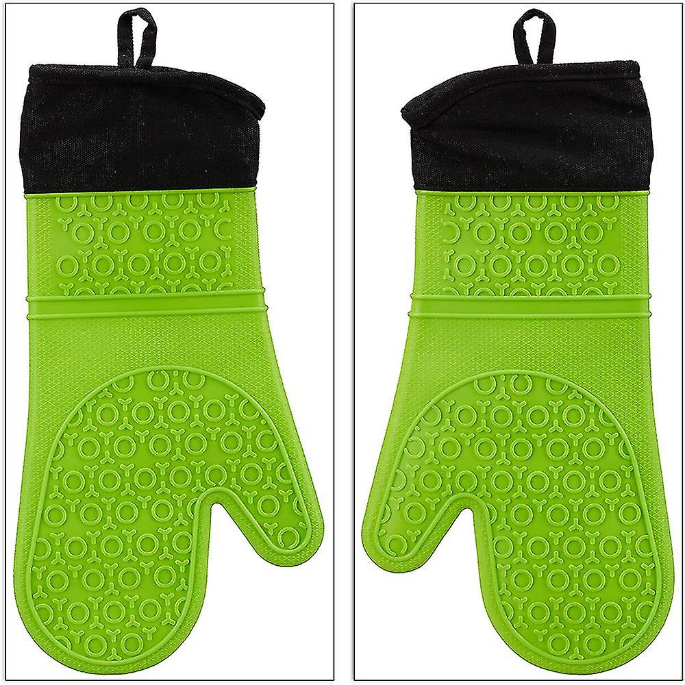 1 Pair Soft Non-slip Oven Gloves， Heat Resistant 500 -green