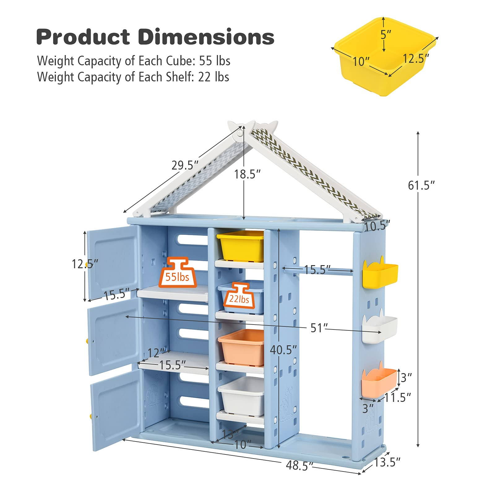 Costzon Kids Dress up Costume Storage Closet, Children Pretend Dresser Wardrobe Closet w/Bins