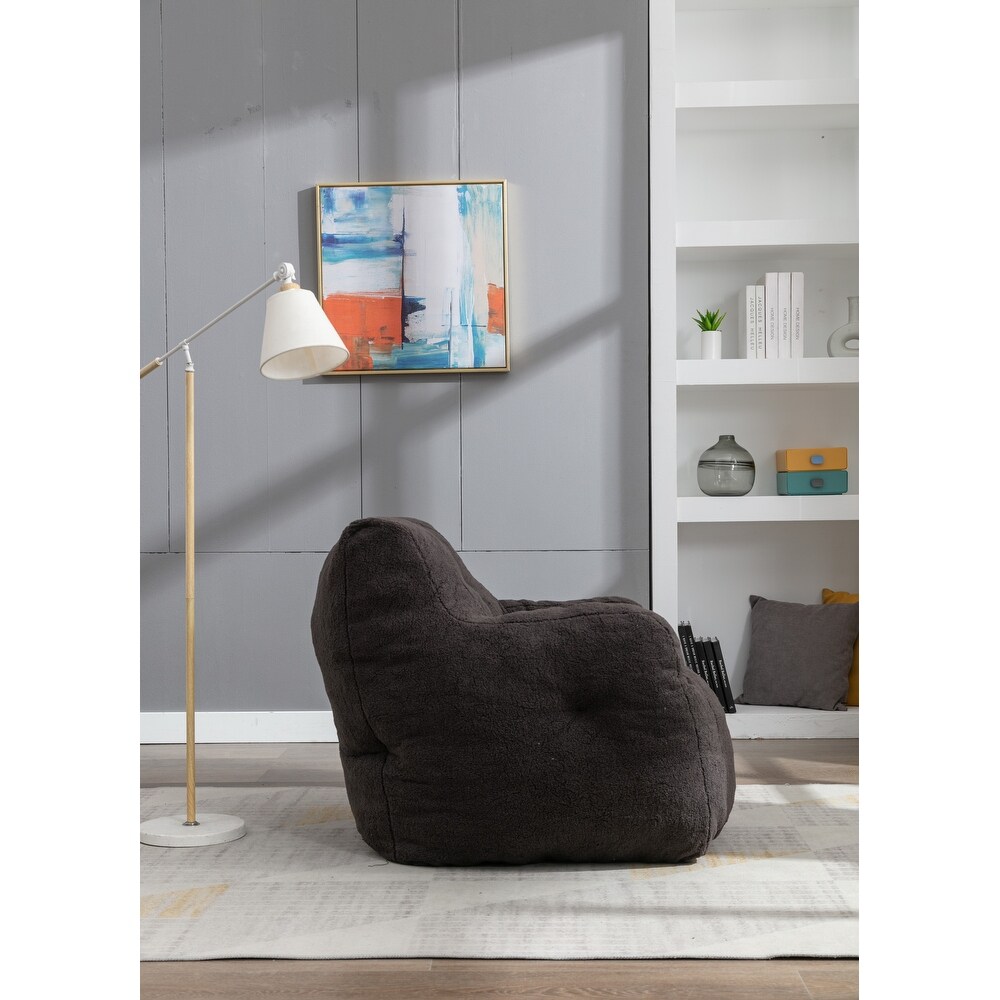 Modern Soft Tufted Foam Bean Bag Chair with Teddy Fabric