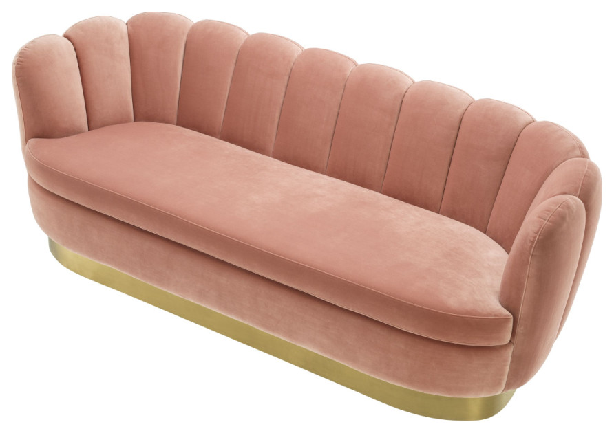 Blush Velvet Scalloped Sofa  Eichholtz Mirage   Contemporary   Sofas   by Oroa   Distinctive Furniture  Houzz