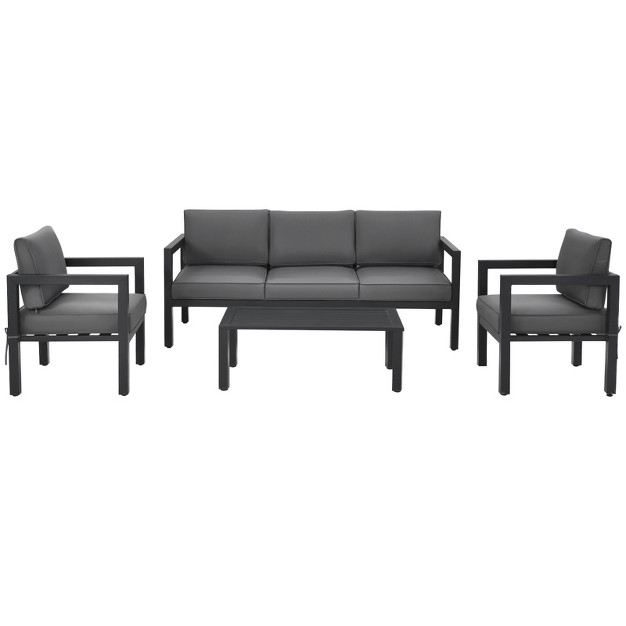 Tangkula 4 Pieces Patio Seating Set Outdoor Sectional Sofa Set W coffee Table amp Cushions Gray