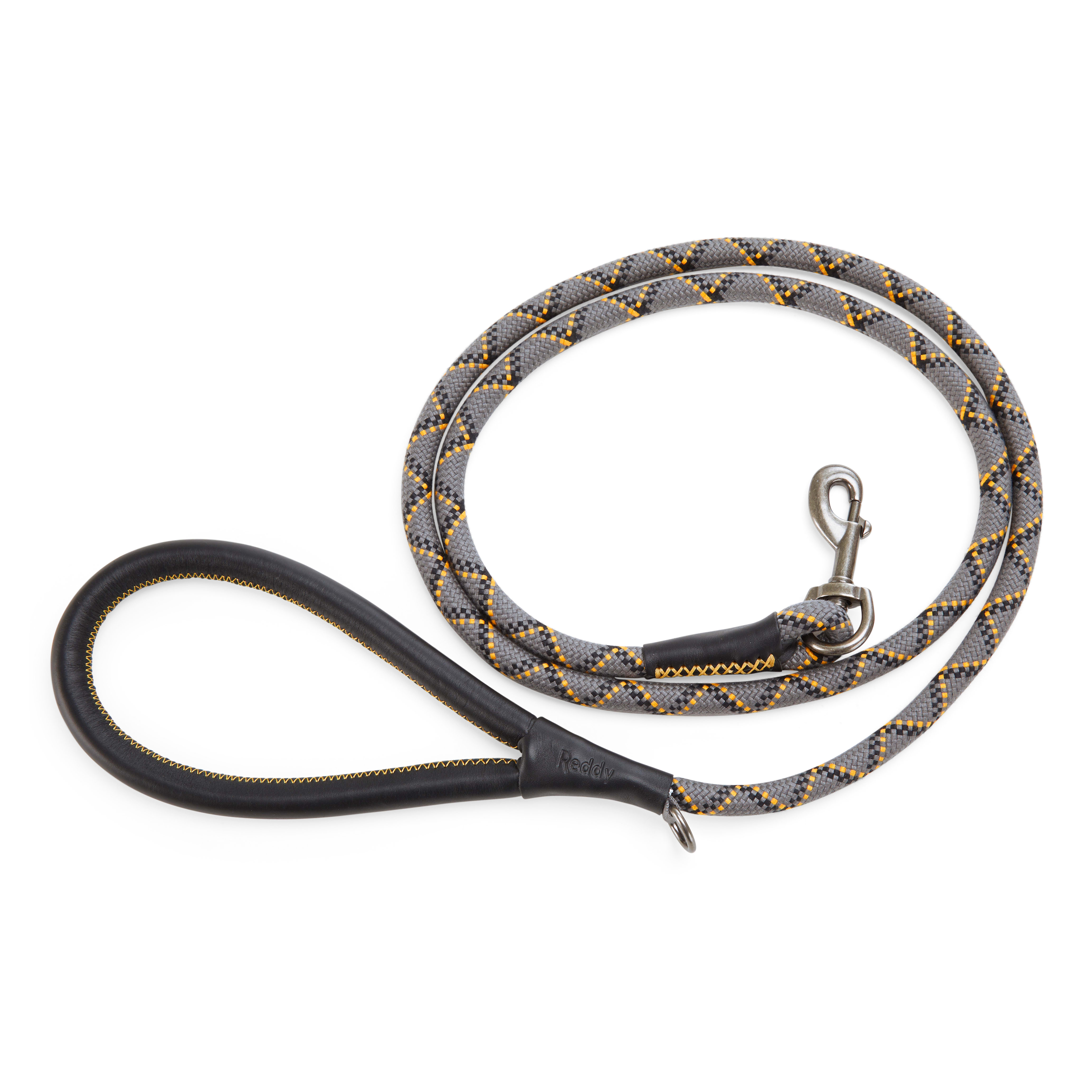 Reddy Grey Plaid Woven Dog Leash， 6 ft.