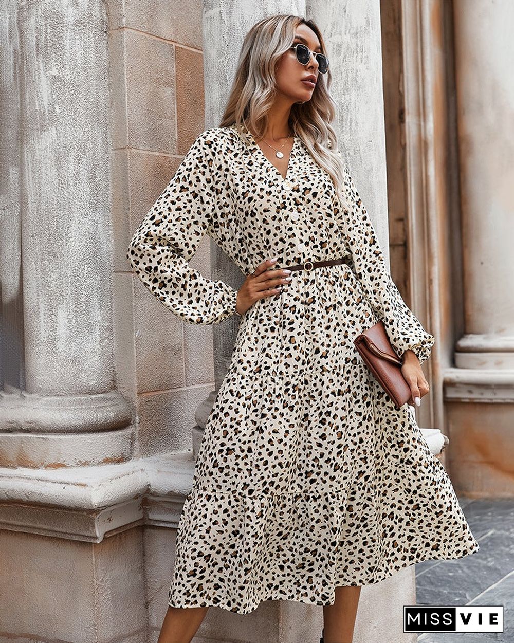 European and American Women's Leopard Print Dress Women